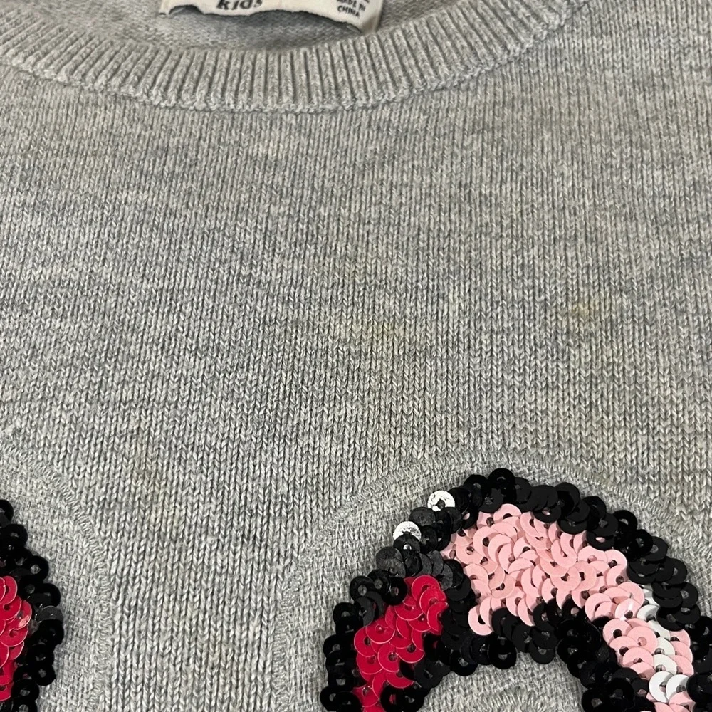 Abercrombie Kids Pink Sequin Flamingos Crewneck Sweater Size 11/12Y